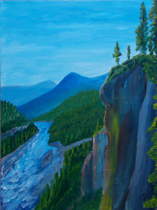 The Pend Oreille near boundary dam, Washington, Acrylic on 18x24in canvas, 2019