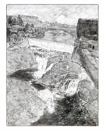 Spokane Falls From Monroe Street Bridge, Spokane, Wa