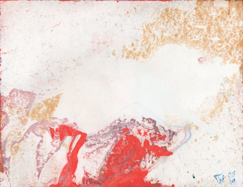 August 2019 Drip Batch Number 030, Oil on Cardstock, 8.5in x 11in, Reverse