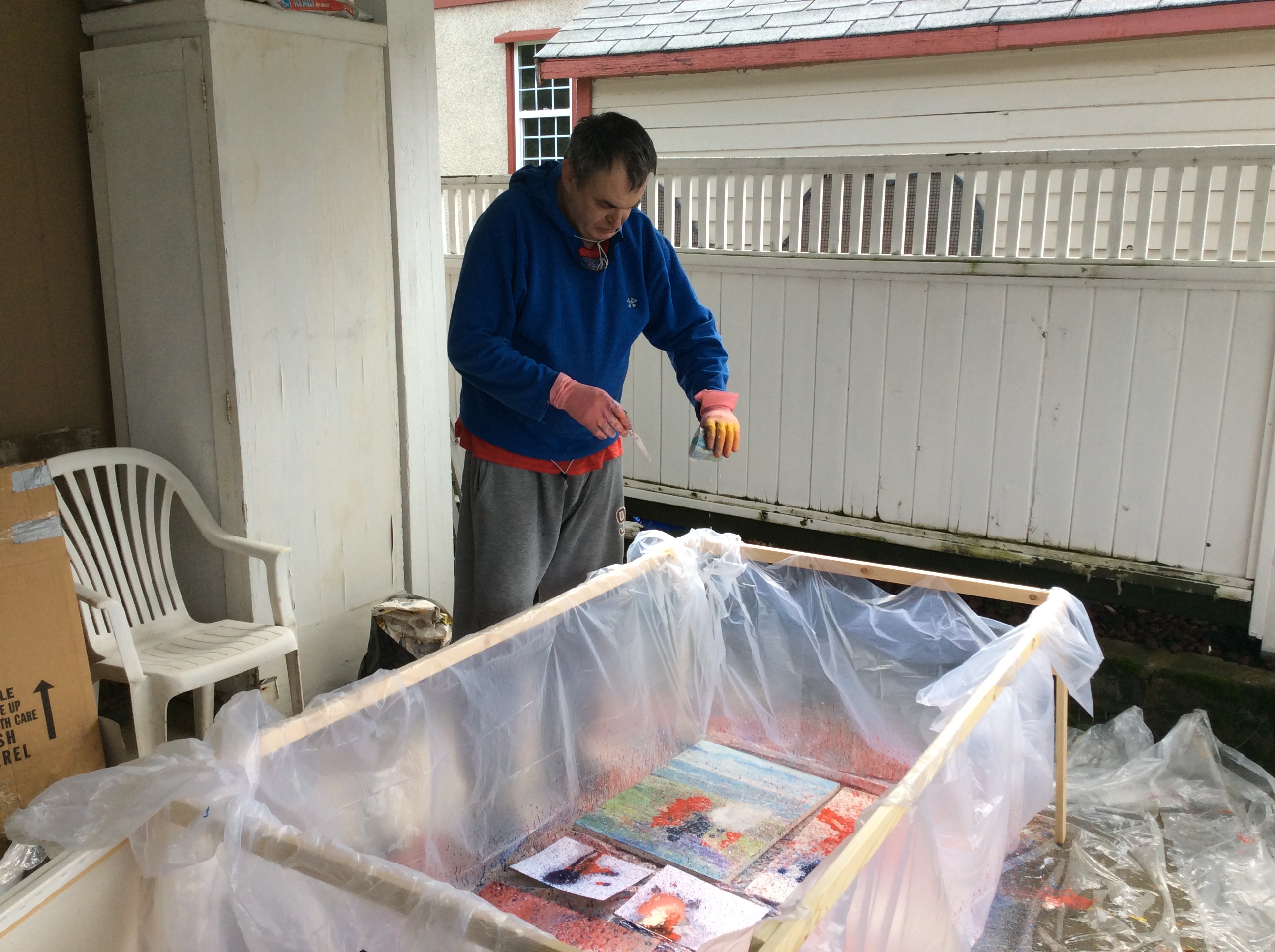 Warren Watson Painting in his Spray Booth